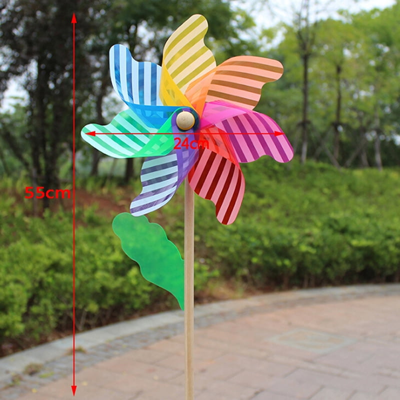 24cm Wood windmill garden yard party outdoor wind spinner ornament kidha 