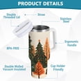 thumbnail image 2 of Yayeee 40oz Stainless Steel Tumbler with Straw and Handle Double-Wall Insulated Travel Water Bottle, Brown Christmas Trees, 2 of 8