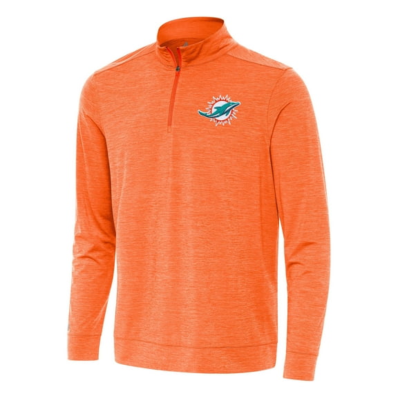 Men's Antigua Heather Orange Miami Dolphins Bright Quarter-Zip Top