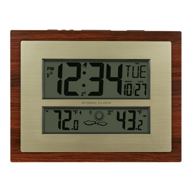 Better Homes & Gardens Atomic Digital Clock with Moon Phase and Outdoor