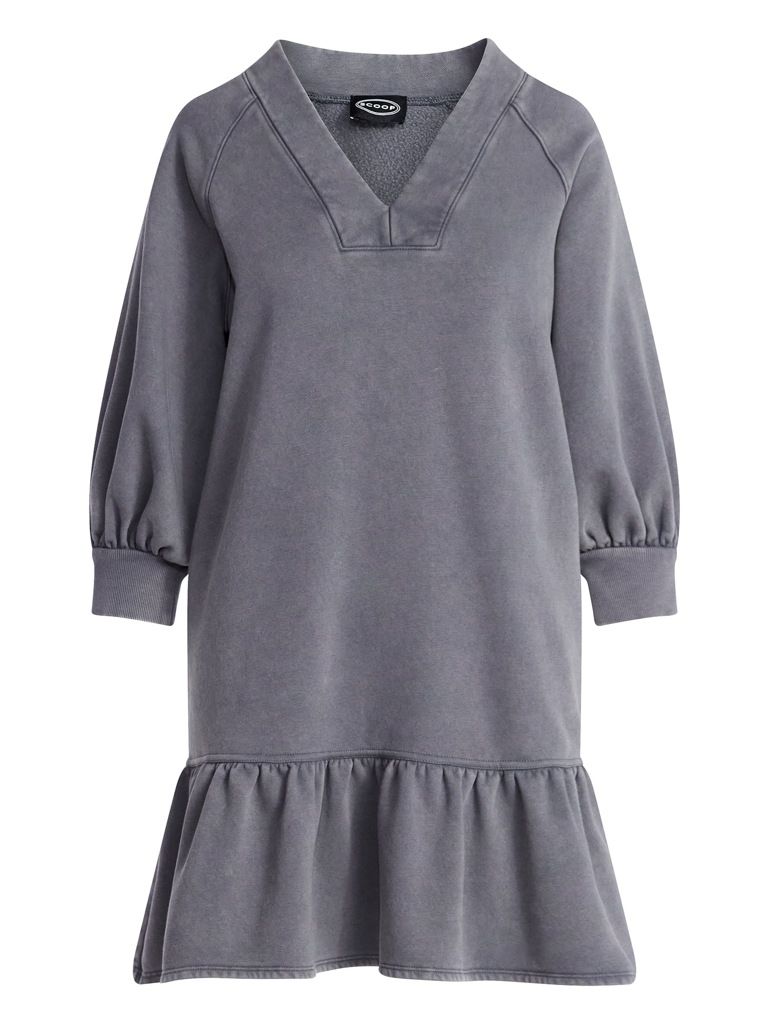 Scoop Women's and Women's Plus Deep V Neck Sweatshirt Mini Dress, Sizes XS-4X