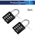 thumbnail image 4 of HUGFEGWE 2PCS 8 Digit Combination Padlock Push Button Lock for Suitcase Luggage Drawer Door Toolbox Fixed Gym Cabinet Door Toolbox Padlock Gym Sports School and Employee Lock,Black CJB91-26067, 4 of 8