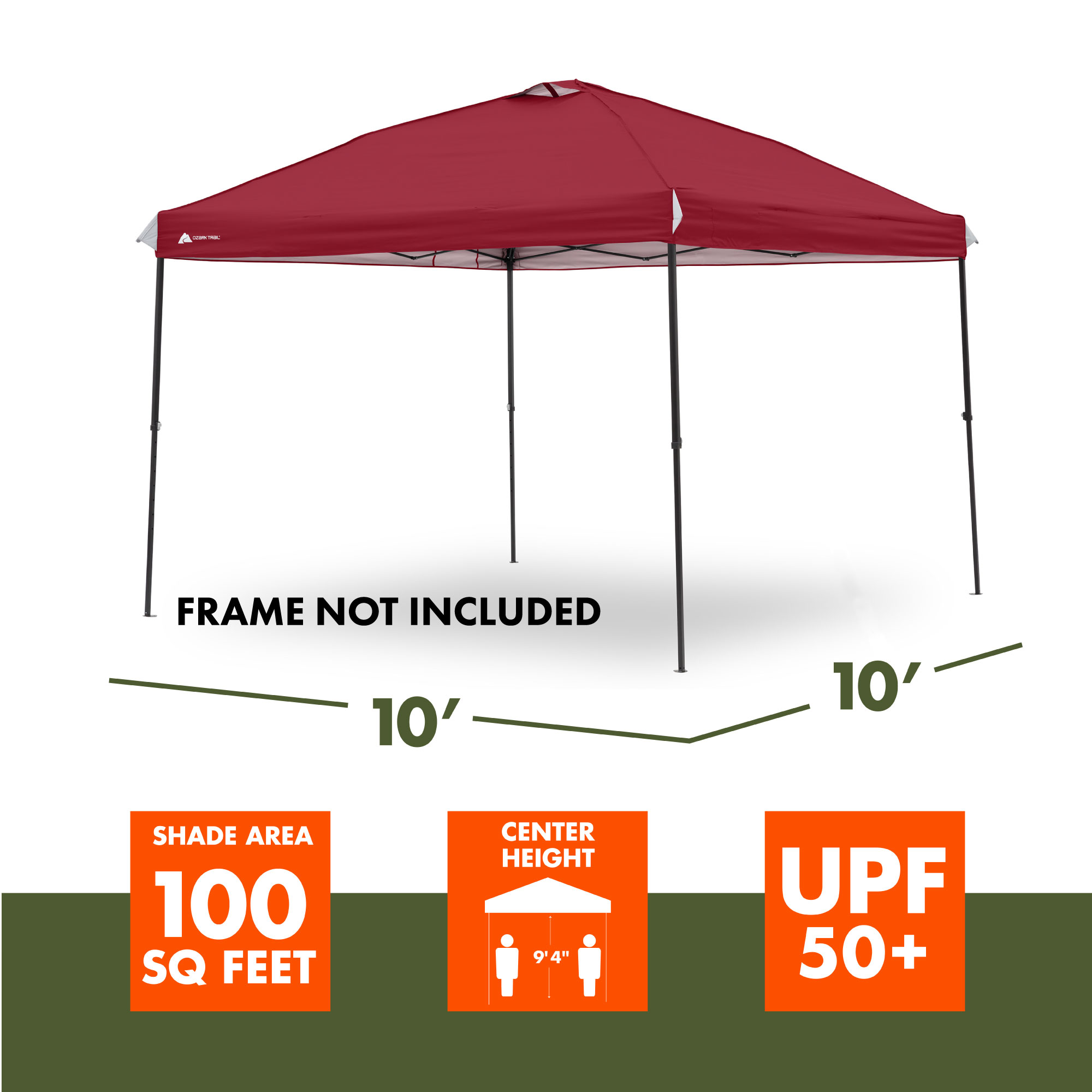 Toldo de 10' x 10' con Patas Rectas, Solo Toldo, Rojo Oscuro 4