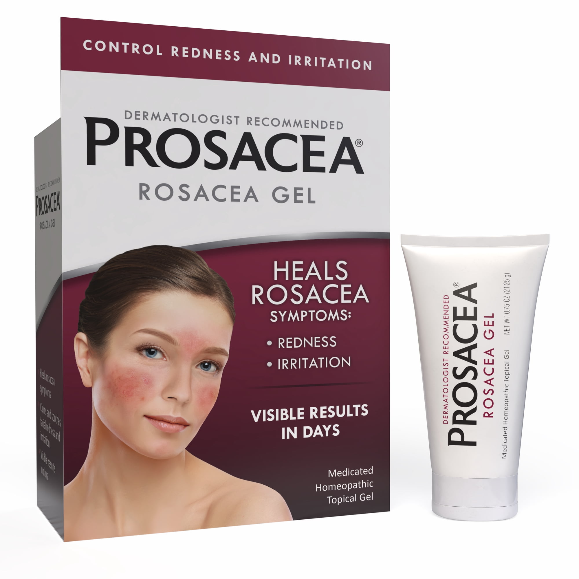 Prosacea Gel for Rosacea Redness, Pimples, and Irritation, Sulphur 1x, 0.75 oz Tube