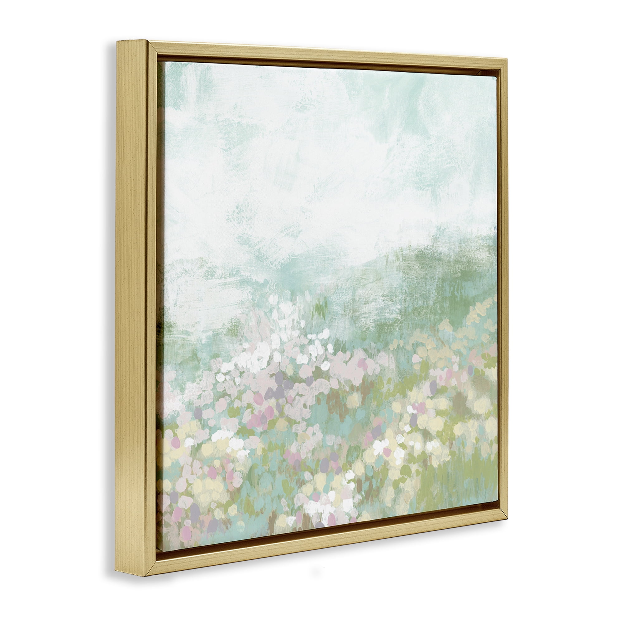 Stupell Industries Rural Meadow Impression Landscape Painting Gold Floater Framed Canvas Art Print Wall Art, 18 x 18