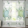 thumbnail image 2 of Fall Sheer Curtains 96 Inches Long 2 Panels Set, Window Sheer Curtains for Living Room/Bedroom, Blue Green Pumpkins Thanksgiving Flower Leaf Plaid Light Filtering Rod Pocket Curtain 52'' x 96'' x 2, 2 of 7