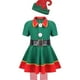 thumbnail image 3 of Disfraces Navidad Disfraz Elfo Navideño para Cosplay Festival Disfraces para Padres E Hijos Hombres Y Mujeres Adultos Disfraz Navidad Verde (hembra 100 Cm) Modelo Femenino Elfo Verde, 3 of 9