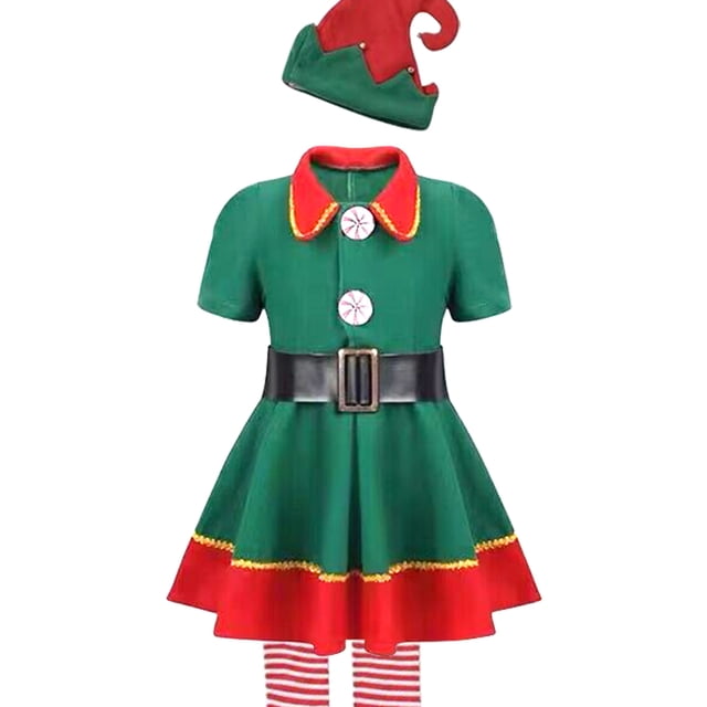 Vestido de elfo para niños y adultos, disfraz divertido de Navidad para fiesta de carnaval familiar (140cm femenino)