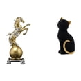thumbnail image 1 of Estatua de caballo y gato de resina moderna, arte artesanal, figura decorativa coleccionable para centro de mesa, estante, sala de estar, oficina, ent, 1 of 8