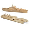 Puzzled Battleship and Aircraft Carrier Wooden 3D Puzzle Construction Kit