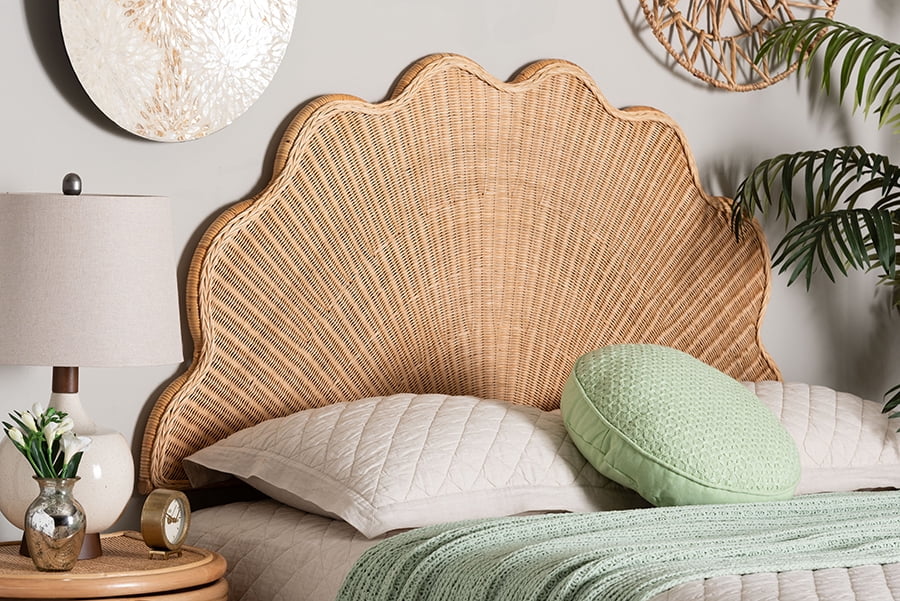 bali & pari Callias Natural Rattan Scalloped Headboard Queen