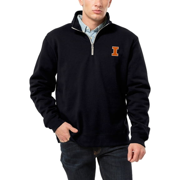 Men's League Collegiate Wear Navy Illinois Fighting Illini Essentials 2.0 Fleece Quarter-Zip Jacket