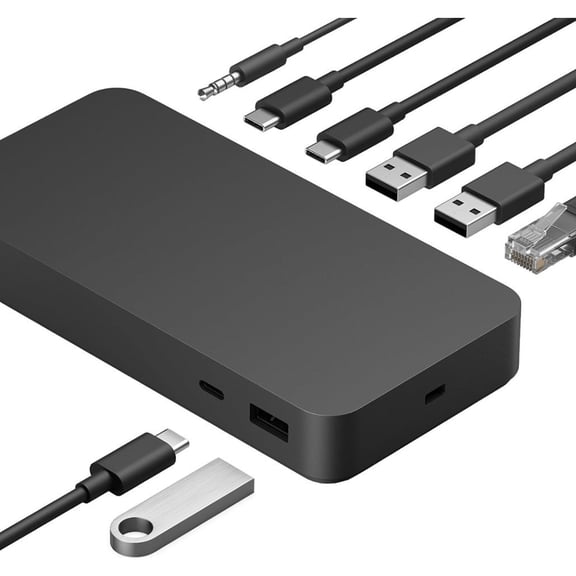 Open Box Microsoft Surface Thunderbolt Dock - High-Speed Docking Station with Thunderbolt 4, 2.5 Hours Laptop Charging, Dual 4K Monitor Support, 3 USB-C & 3 USB-A, 2.5G Ethernet, 3.5mm Audio Jack