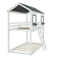 thumbnail image 5 of Miekor Furniture Twin Over Twin Bunk Bed Wood Bed with Roof, Window, Guardrail, Ladder (White) AAK-1, 5 of 9