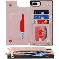thumbnail image 5 of Crossbody Phone Case for iPhone 7 Plus with Card Holder,iPhone 8 Plus Magnetic Purse Case with Lanyard Strap for Women Men,PU Leather Zipper Lattice Pattern Travel Case 5.5 Inch (Rosegold), 5 of 16