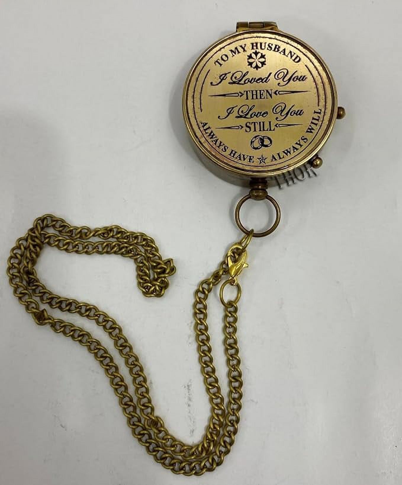 Antique Engraved Compass to My Husband I Love You Brass Compass Engraved Gifts for Men Bronze for Men Romantic Gifts for Him/Her Keepsake Gifts for Husband