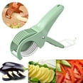 thumbnail image 5 of Miyuadkai Stainless Steel Fruit and Vegetable Slicer Green, Salad Cutter Chopper Portable Manual Banana Slicer Creative Fruit Vegetable Slicer Home Kitchen Gadgets Chopping Tool, a Slicer, 5 of 9