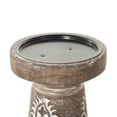 thumbnail image 5 of DecMode 3 Candle Dark Brown Mango Wood Tribal Pillar Candle Holder, Set of 3, 5 of 10