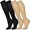 Black Beige, variant on 4 Pairs Medical Sport Copper Compression Socks With Anti-slip Silicone for Women & Men Circulation 15-20 mmhg is Best Support for Athletic Running Cycling, Nursing, Travel
