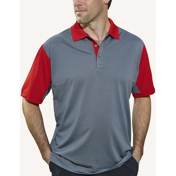 Procelebrity® Mens polo Corvette Recharge (X Large, Graphite/Scarlet)