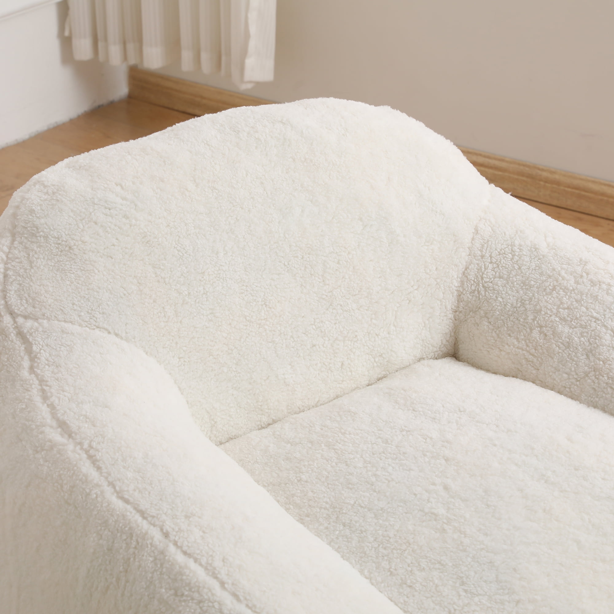 Kumix Bean Bag Chair, Comfy Beanbag Giant Bean Bag Chair for Adults with Spacious Design Bean Bag Couch with Armrest Large Bean Bag Chair with Memory Foam Filler for Living Room Bedroom, White