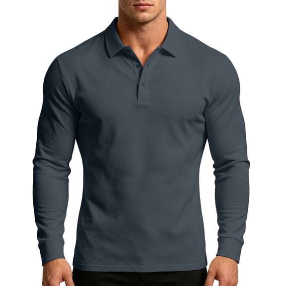 SAWOBUUN Men's Long Sleeve Shirt Slim Fit Classic Button Collar Top Solid Color Stretch Business Office Casual Pullover