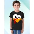 thumbnail image 2 of P&B Thanksgiving Silly Turkey Face Youth T-shirt, Youth XL, Black, 2 of 5
