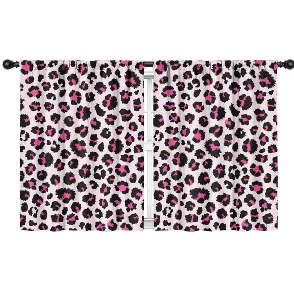 Blackout Kids Curtains,Pink and Black Of Leopard Print Childrens Insulated Curtains Set Of 2,Bedroom Essentials,Toddler Room Decor 42"x54"