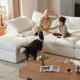 thumbnail image 4 of 110.2''Cloud Couch, Deep Seat U-Shape Sofa, Oversized Modular Sectional 4-Seater sofas with Ottoman for Living Room, White（2 Ottoman）, 4 of 9