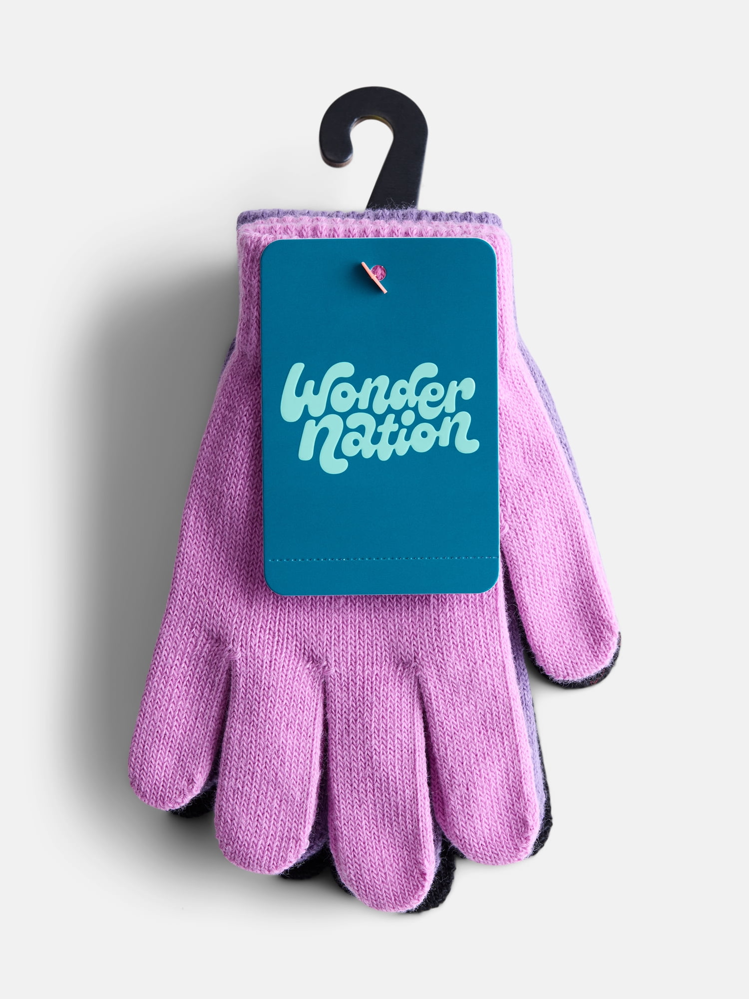 Wonder Nation Girls Knit Gloves, 3 Pack