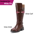 thumbnail image 4 of Love Steetly Women's Extra Wide Calf Knee High Boots, Faux Leather Winter Tall Boots, Diamond Quilted Shaft, Knitted Collar, Double Buckle Block Heel Boots., 4 of 8