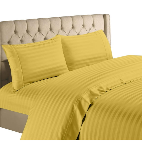 1200 Thread Count 100% Egyptian Cotton Deep Pocket Striped Sheet Set (California King, Gold)