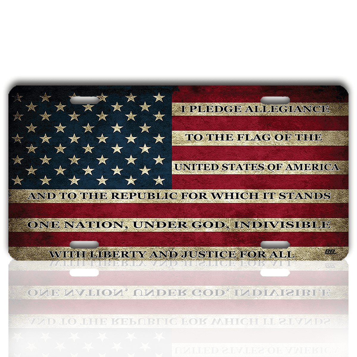 One Nation Under God USA Flag Aluminum Metal License Plate Sign Tag NEW 