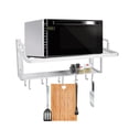 thumbnail image 1 of Microwave Rack Shelf, Wall Mounted Space Aluminum Double Layers Hanging Microwave Oven Rack Stand With 10 Hooks, Kitchen Storage Shelf Organizer Microwave Bracket Oven Rack Stand, 1 of 8