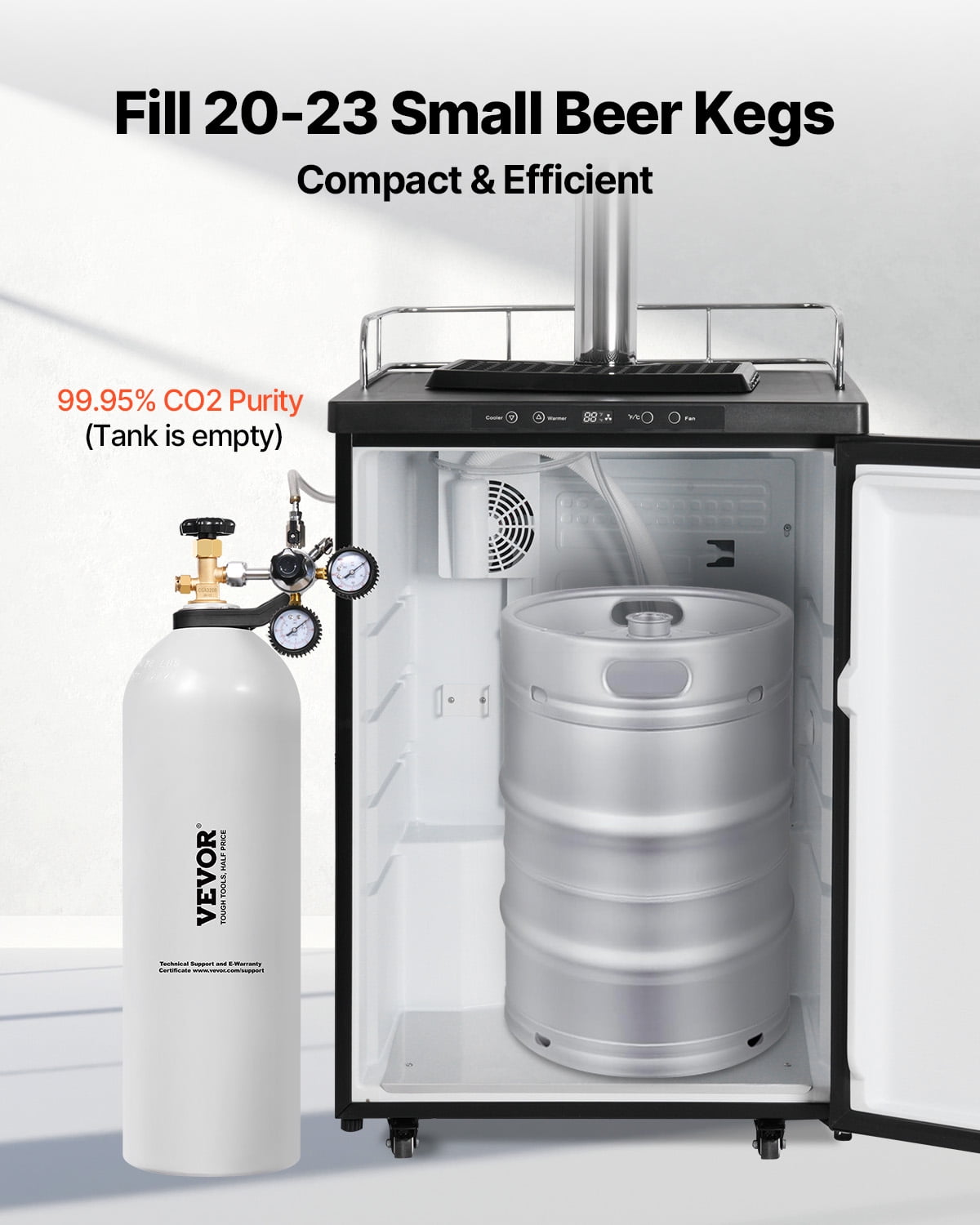 VEVOR CO2 Tank, 20 lbs New Aluminum Alloy Cylinder, CO2 Air Tank with Light Spray Coating, CGA320 Valve, Handle & Purple Copper Siphon, DOT Approved Cylinder for Draft Beer Dispensing