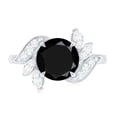 thumbnail image 5 of Rosec Jewels Nature Inspired Floral Ring, Black Spinel Ring with Diamond (7 mm), 14K White Gold, US 4.50, 5 of 9
