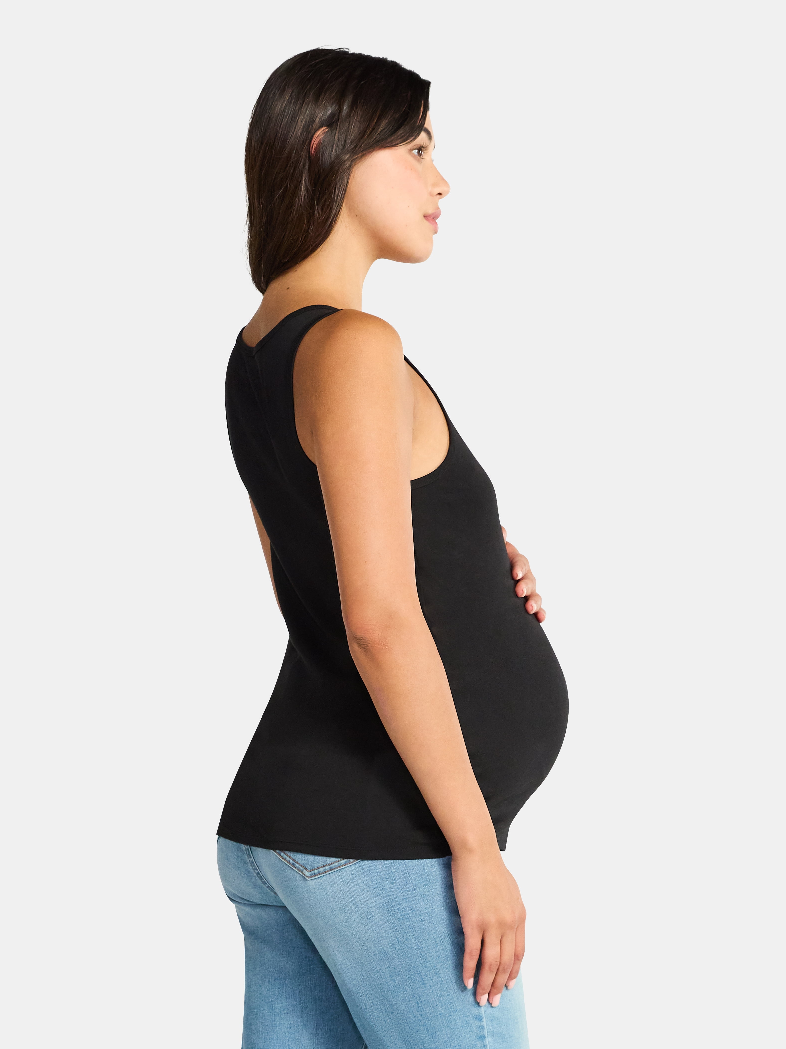 Time and Tru Women's Maternity Non Shirred Tank Top, Sizes S-XXL