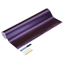 1 Set Carbon Fiber Vinyl Wrap 11.81" x 10ft Self-Adhesive Car Sticker Waterproof Wrap Roll for DIY Decor Automotive Exterior Interior Protection with Scraper Tool, Purple Blue