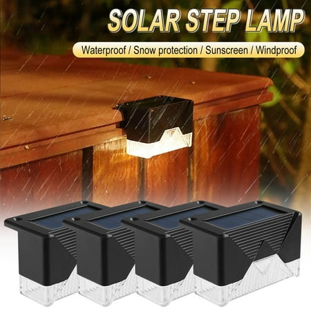 

Solar Deck Lights Outdoor 4 Pack Solar Step Lights Waterproof Led Solar lights for Outdoor Stairs Step Fence Yard Patio and Pathway(Warm White)