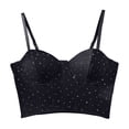 thumbnail image 2 of Women's Rhinestone Corset Top Sexy Mesh Bustier, Underwire Push Up Boned Crop Tank, Sheer Sequin Party Clubwear, Adjustable Strap Camisole, 2 of 7