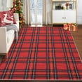 thumbnail image 2 of FairOnly Modern 8'x10'Plaid Christmas Area Rugs Cozy Checkered Design Machine Washable Low Pile Non Slip Holiday Floor Carpet for Living Room Bedroom,Red, 2 of 5