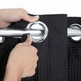 thumbnail image 3 of No Hooks Needed Waffle Stall Shower Curtain with Snap-in Liner, Black -54" x 80"(78"), 3 of 7