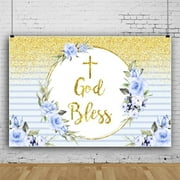 SUNOLIFE Baptism Backdrop Banner Mi Bautizo First Holy Communion Christening God Bless Baby Background 6x4ft
