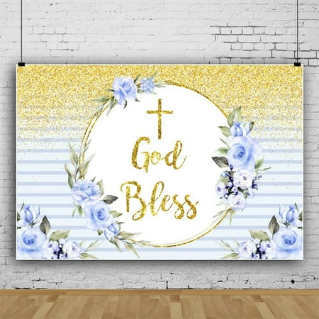 SUNOLIFE Baptism Backdrop Banner Mi Bautizo First Holy Communion Christening God Bless Baby Background 6x4ft
