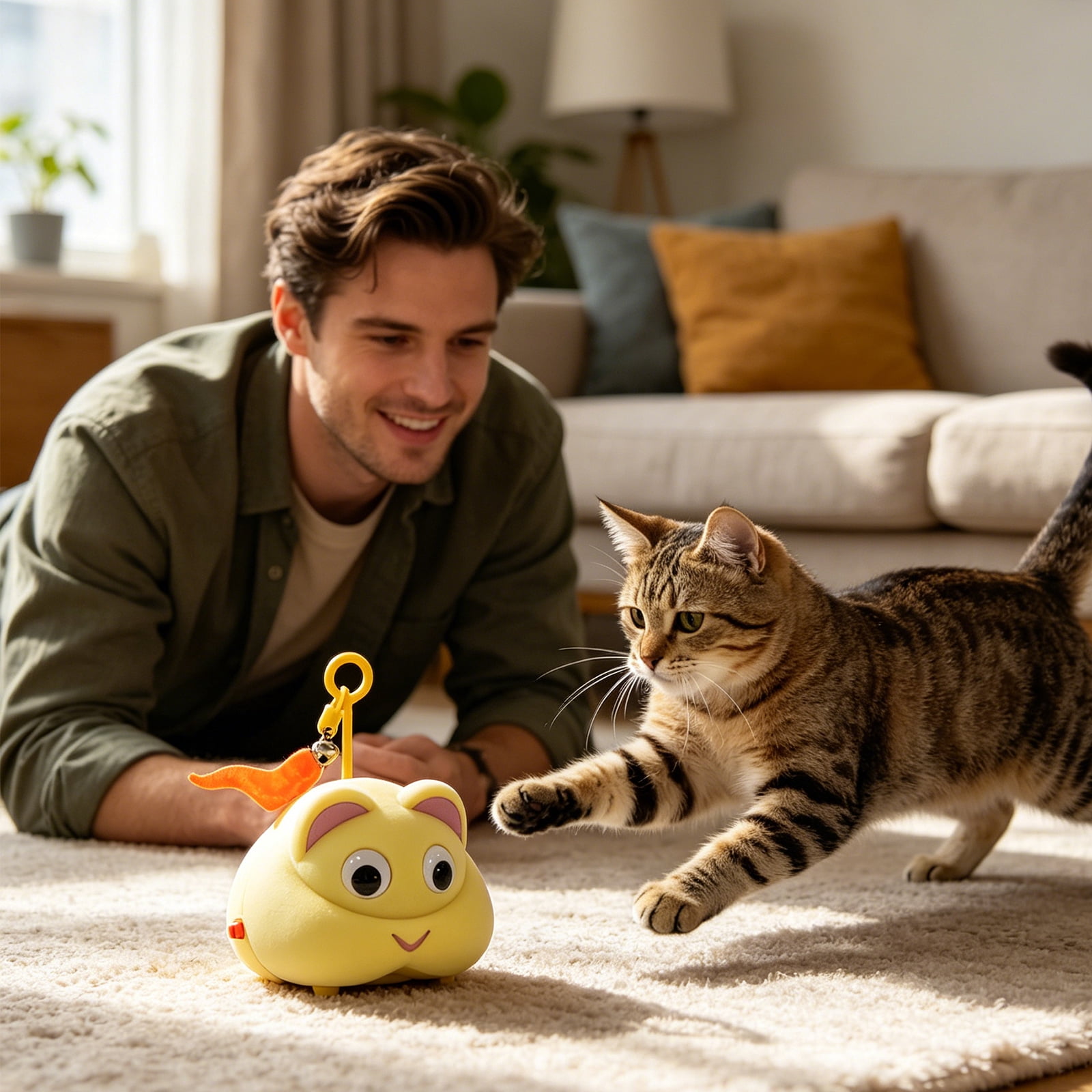 Interactive Electric Cat Toy with Auto Moving Feature and Gradient LED Lights, Rechargeable Indoor Pet Plaything for Fun and Exercise, Gift for Cat Lovers, Gray
