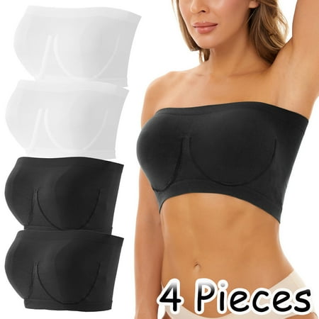 HONVEIO Push up Women s Stretch Strapless Bra Summer Bandeau Bra Plus Size Strapless Bra Comfort No-Underwire Brassiere for Women S-793 White 3XL