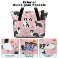 thumbnail image 2 of Tote Bag for Women - Border Collie Dogs with Flowers Shoulder Bag - Large Utility Work Duffle Bag with Zipper Handbag for Travel, Work, Sprots, 2 of 5