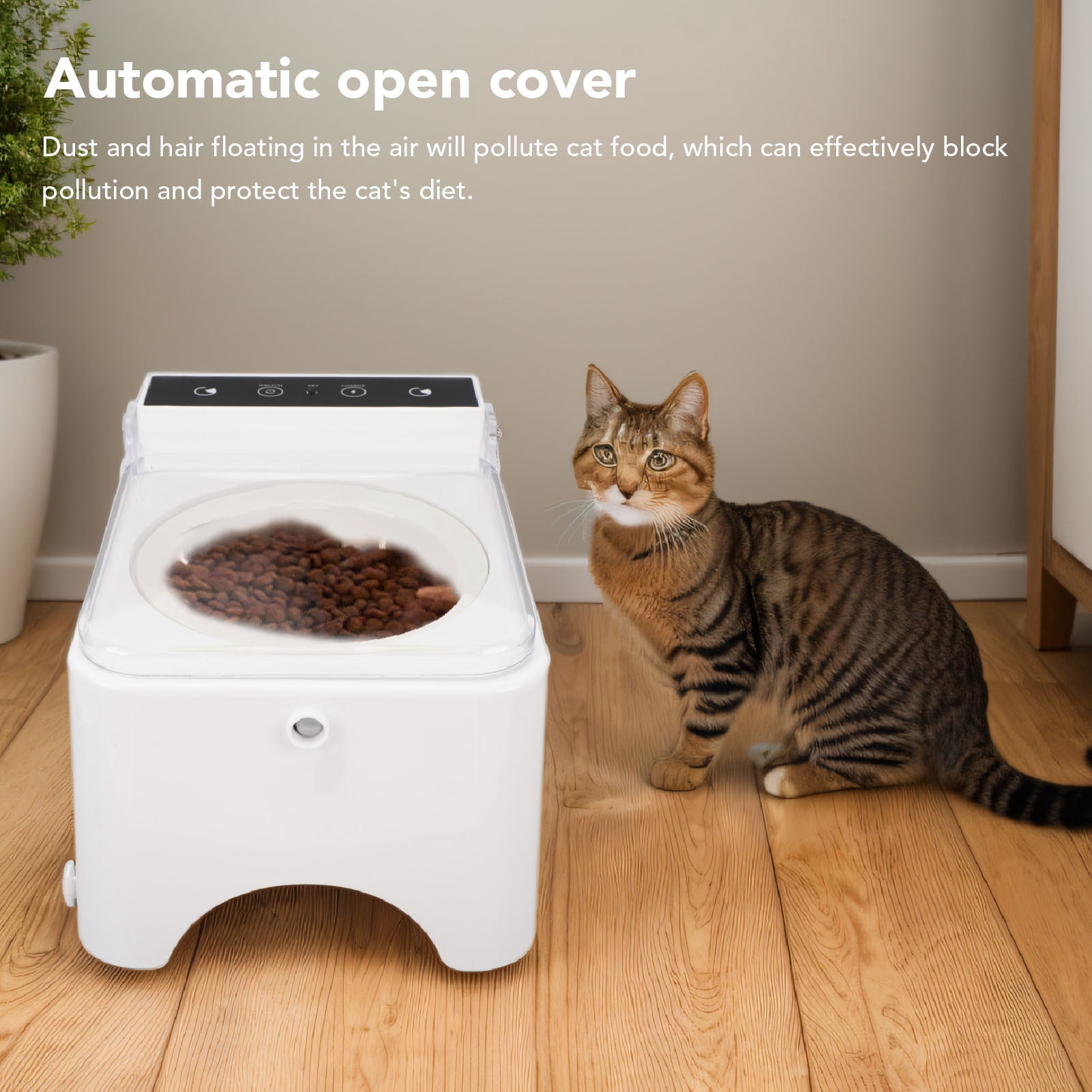 Suodoka Cat Automatic Sensing Feeder Transparent Lid Raised Hygienic Intelligent Cat Dog Feeder Bowl for Home Indoor Style 2