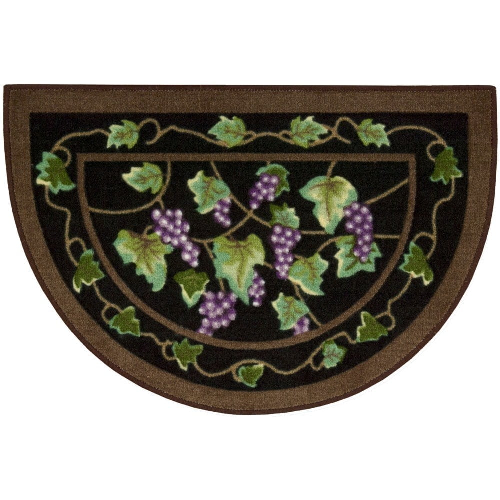 Nourison Accent Decor Grape Motif Black Half Moon Accent Rug 1'8 x 2'6