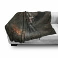 thumbnail image 3 of Fantasy World Soft Flannel Fleece Throw Blanket, Knight with Wings Feathers Angel Devil Moon Fantasy Night Illustration, Cozy Plush for Indoor and Outdoor Use, 50" x 70", Yellow Brown, by Ambesonne, 3 of 6